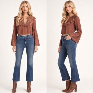 MOTHER The Hustler Patch Pocket Ankle Fray 26 Out For The Evening J1758